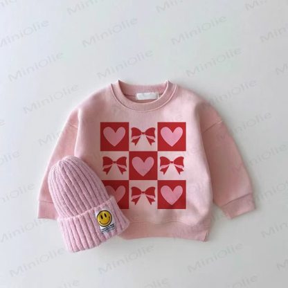 Baby Mädchen Rosa Liebe Sweatshirt mit Plaid - Rosa - 2-3J - image 1