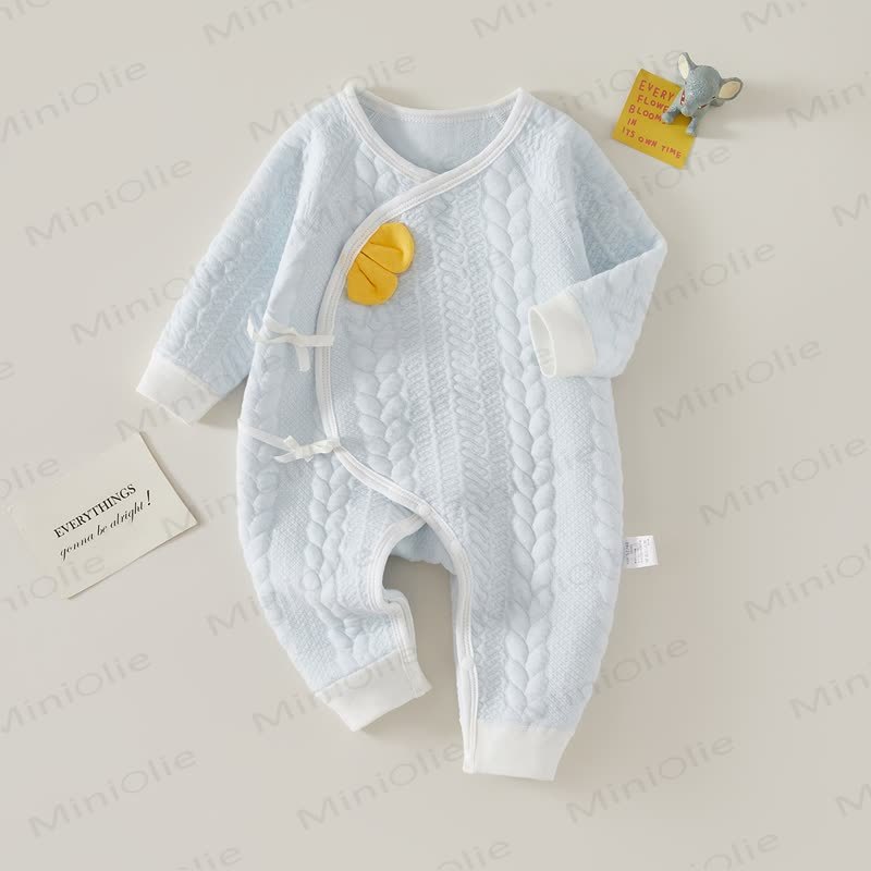 Baby Einfarbig Pyjama , Gesteppt - Blau - 3-6M - image 3