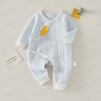 Baby Einfarbig Pyjama , Gesteppt - Blau - 3-6M - image 3