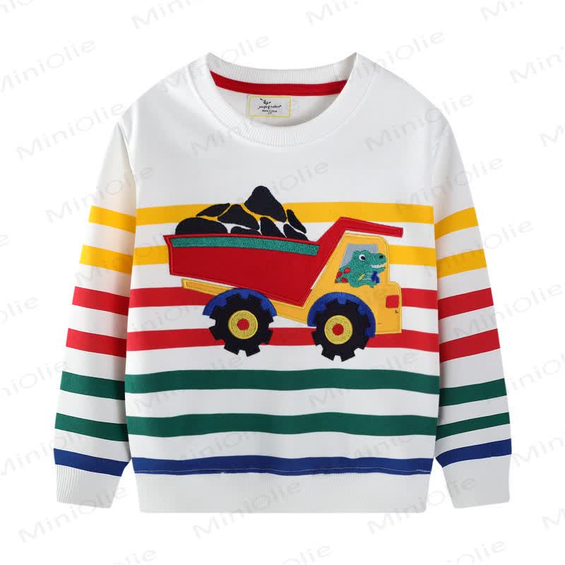 Sweatshirt mit niedlichem Cartoon Bagger -Print für Kleinkind-Jungen  - Weiß - 7J - image 1