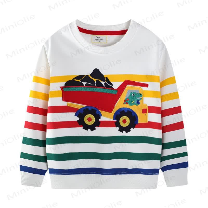 Sweatshirt mit niedlichem Cartoon Bagger -Print für Kleinkind-Jungen  - Weiß - 7J - image 1