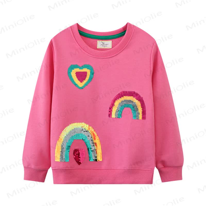 Sweatshirt mit Regenbogen - Cartoon-Print für Kleinkind  - Rosa - 7J - image 1