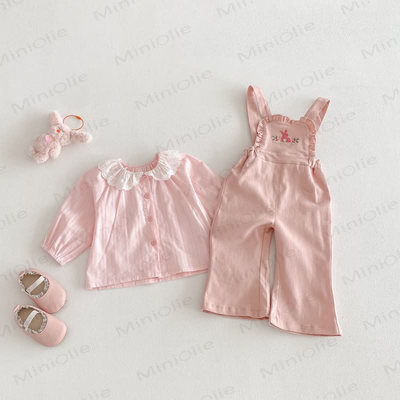 Overalls mit Blume und Hase für Baby und Kleinkinder / Einfarbig Spitze - image 2