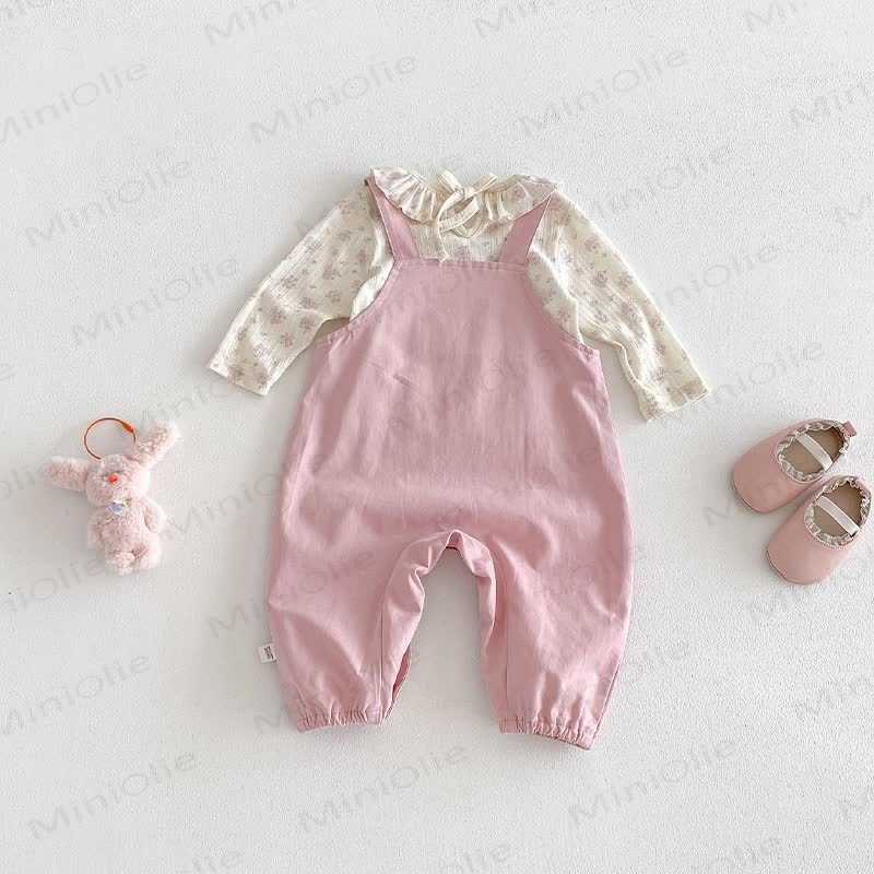 Baby Mädchen - Hase mit Gestickt , Rosa / Beige Overalls - image 3