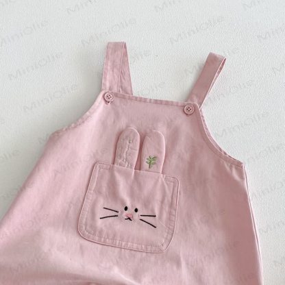 Baby Mädchen - Hase mit Gestickt , Rosa / Beige Overalls - image 6