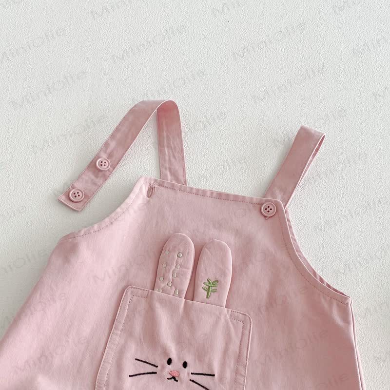 Baby Mädchen - Hase mit Gestickt , Rosa / Beige Overalls - image 7