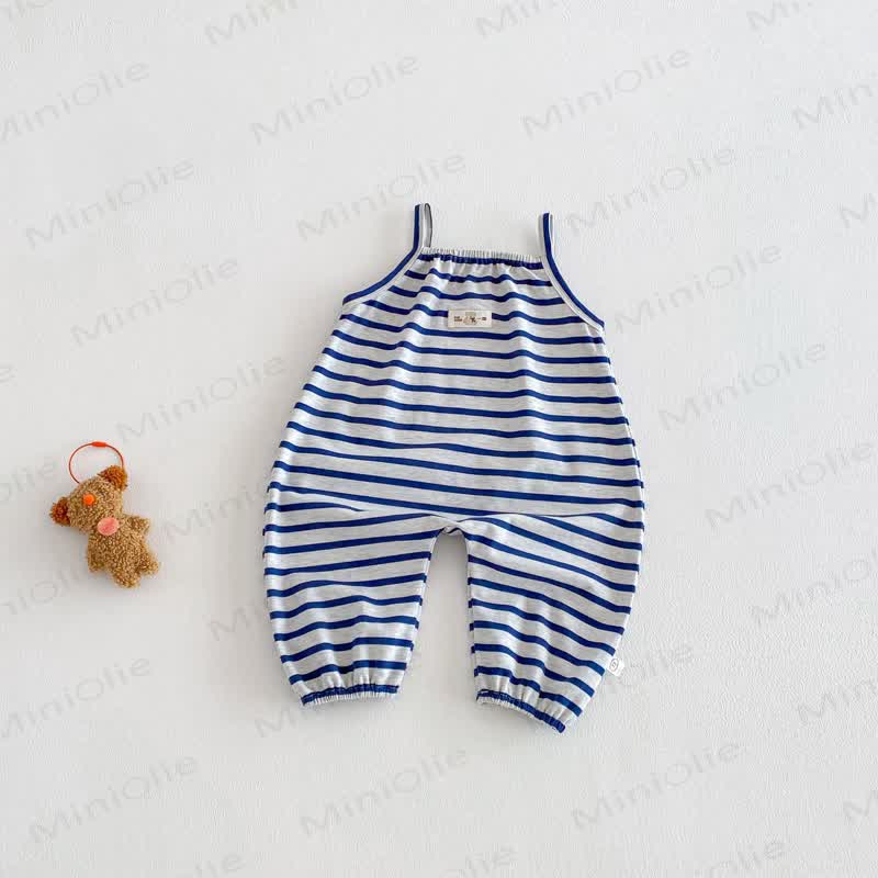 Baby Kleinkind Streifen Bär Schleife Overalls - Blau - 3-5J - image 5