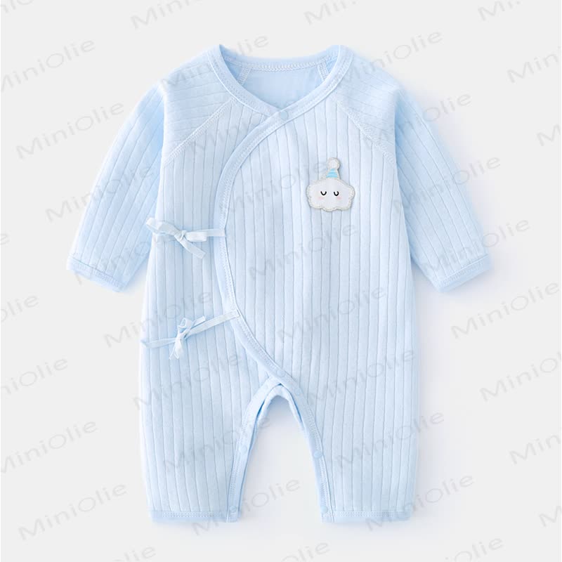 Baby Strampler mit Wolke , Einfarbig - Blau - 3-6M - image 3
