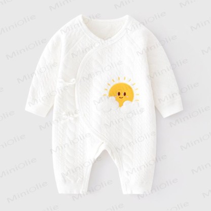 Baby -Cartoon- Pyjama mit Sonne und Wolken für Neugeboren - Weiß - 3-6M - image 1