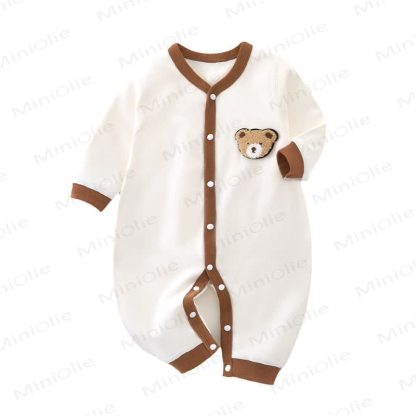 Baby Cartoon- Bär Neugeboren Pyjama Strampler - Braun - 18-24M - image 1