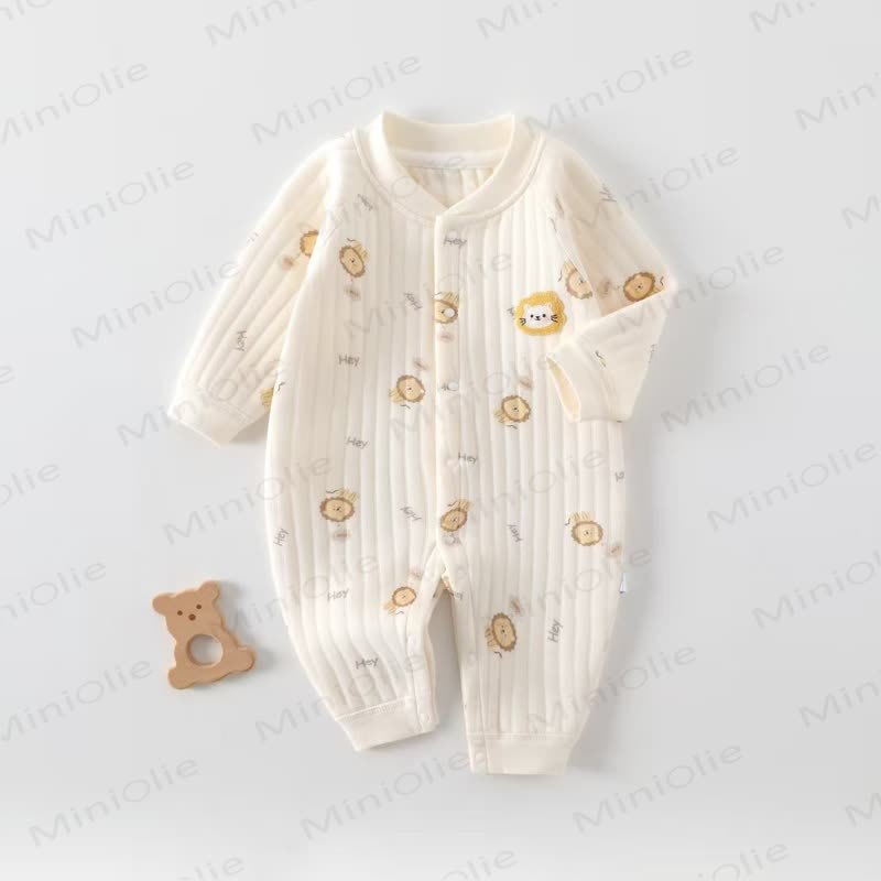 Baby Schlafanzug mit Löwin, Gesteppt , für Neugeboren - Beige - 18-24M - image 1