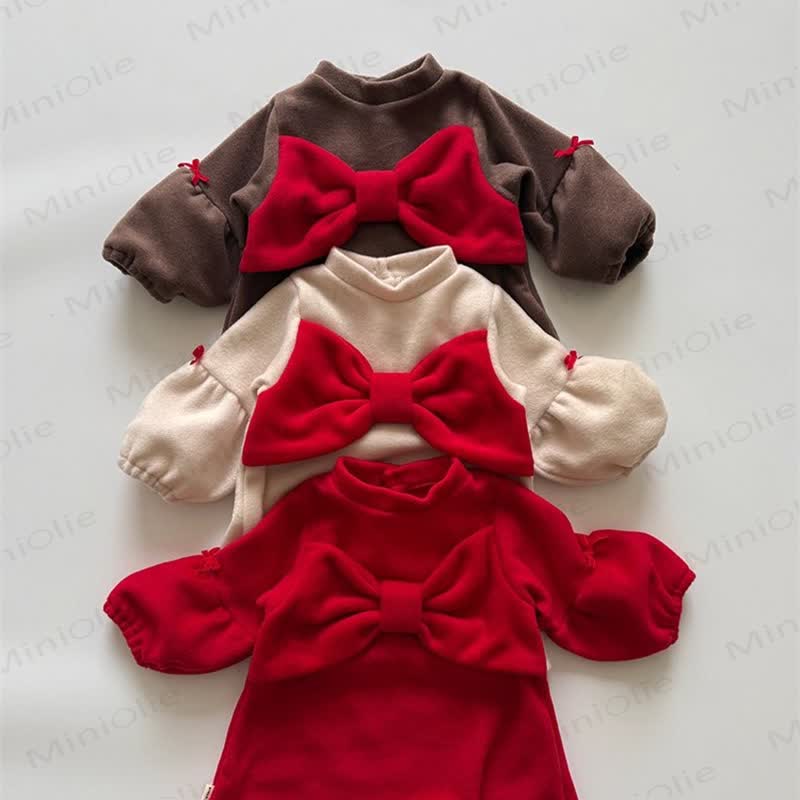 Kleinkind Mädchen Schleife Einfarbig Kleid - image 1