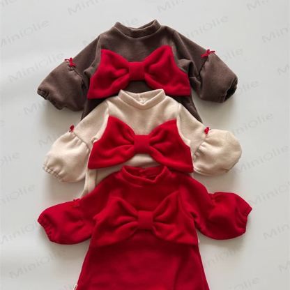 Kleinkind Mädchen Schleife Einfarbig Kleid - image 1