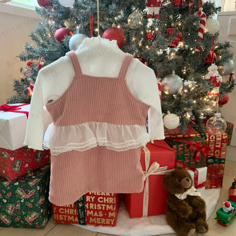 Rock mit Trägern aus Cord -Patchwork-Mesh für Kleinkind - image 2