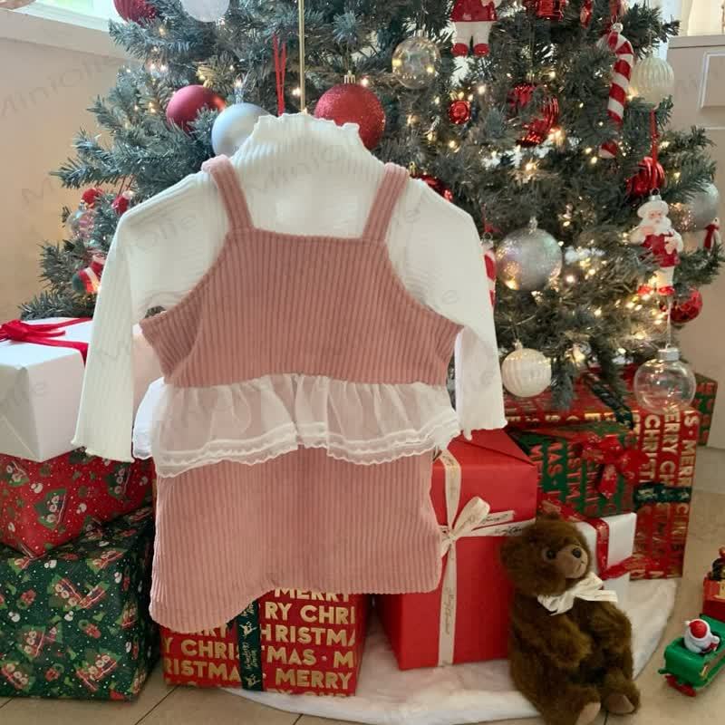 Rock mit Trägern aus Cord -Patchwork-Mesh für Kleinkind - image 2