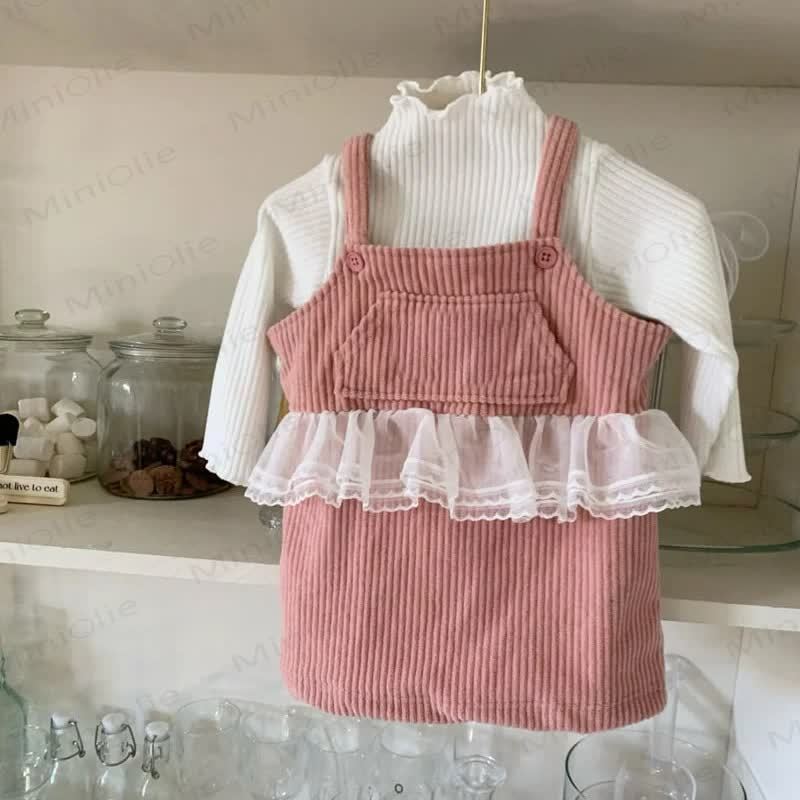 Rock mit Trägern aus Cord -Patchwork-Mesh für Kleinkind - image 3