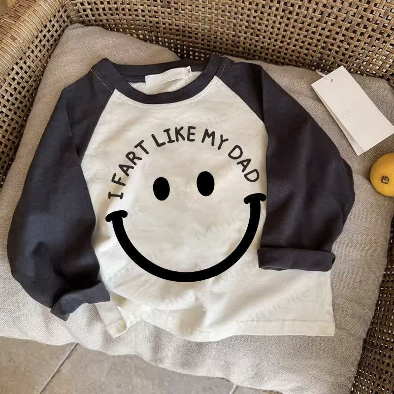 I FART LIKE MY DAD – Baby Smiley Dunkelgraues Raglan-T-Shirt - Drak Gray - 2-3J - image 1