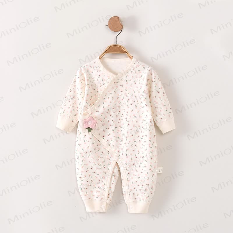 Baby Kimono- Pyjama Strampler mit Blumen - Rosa - 3-6M - image 1