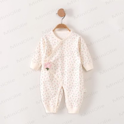 Baby Kimono- Pyjama Strampler mit Blumen - Rosa - 3-6M - image 1