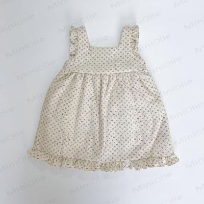 Kleinkind Kleid für Kleinkinder mit Punkt und Blume - Beige - 5-6Y - image 3