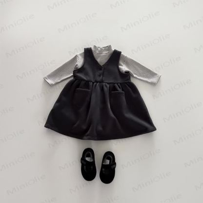 Ärmelloses , Einfarbig , Vlies Kleid für Kleinkind Mädchen - Schwarz - 5-6Y - image 7