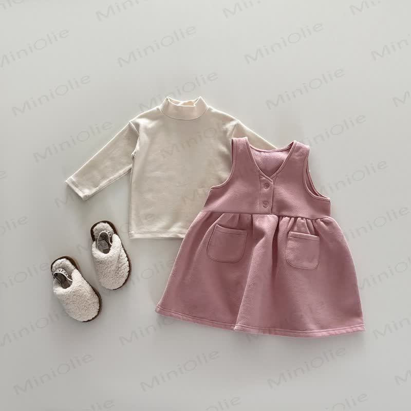 Ärmelloses , Einfarbig , Vlies Kleid für Kleinkind Mädchen - image 4