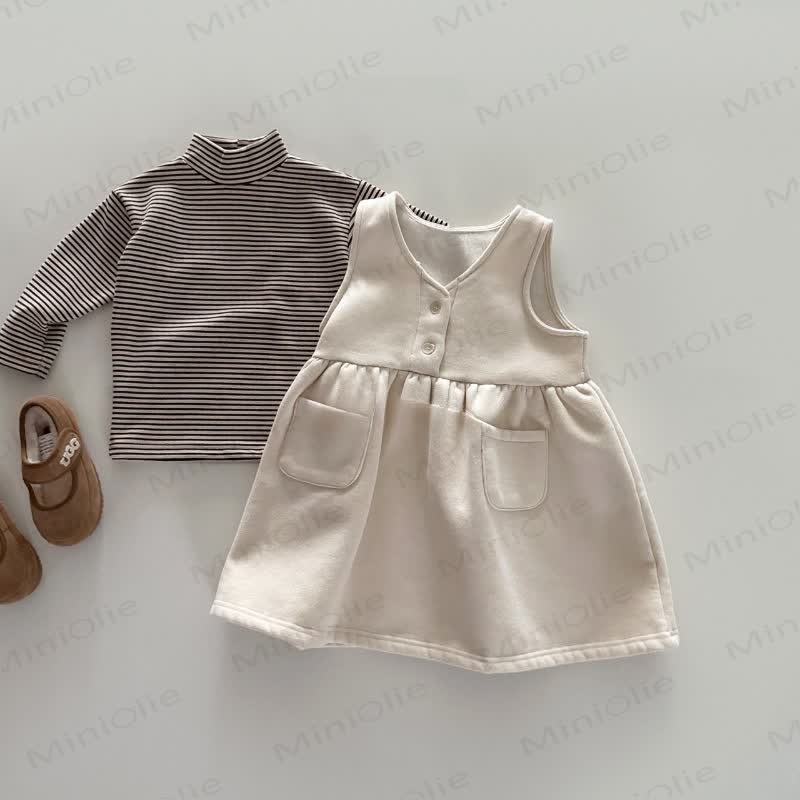 Ärmelloses , Einfarbig , Vlies Kleid für Kleinkind Mädchen - image 6