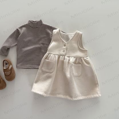 Ärmelloses , Einfarbig , Vlies Kleid für Kleinkind Mädchen - image 6