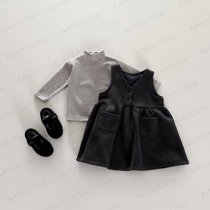 Ärmelloses , Einfarbig , Vlies Kleid für Kleinkind Mädchen - image 8