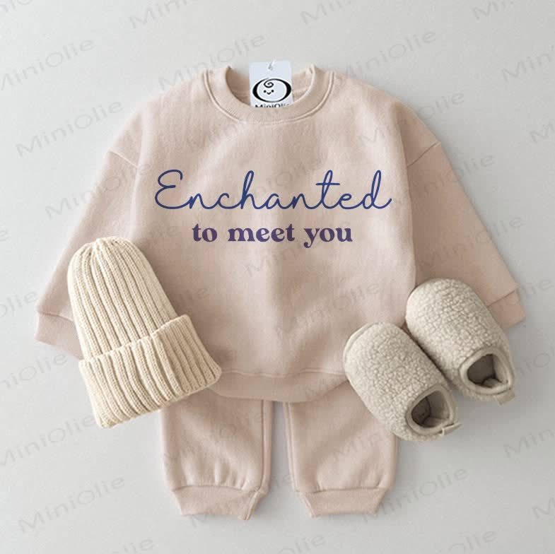 ENCHANTED TO MEET YOU Baby Sweatshirt Set , 2-teilig , Beige - Beige - 2-3J - image 1