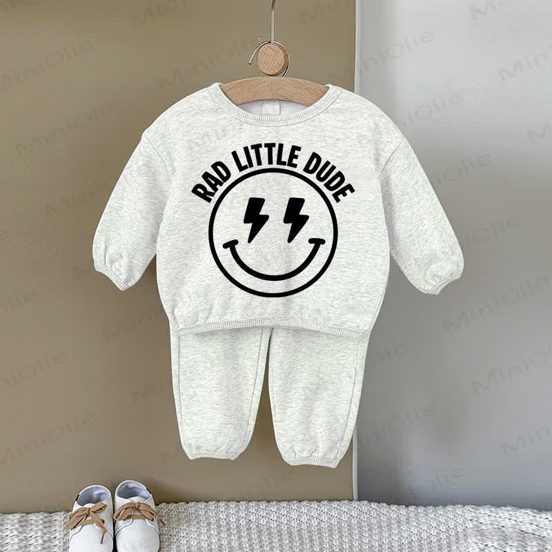 RAD LITTLE DUDE Baby Smiley Graues Sweatshirt 2-teiliges Set - Grau - 2-3J - image 1