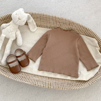 Baby Mädchen Einfarbig Rippstrick-T-Shirt - Braun - 2-3J - image 6