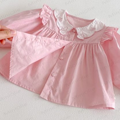 Rosa Spitze mit Hase für Baby / Beige Gamaschen mit Schleife - image 6