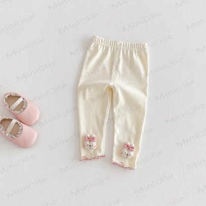 Rosa Spitze mit Hase für Baby / Beige Gamaschen mit Schleife - Beige Gamaschen - 3-5J - image 5