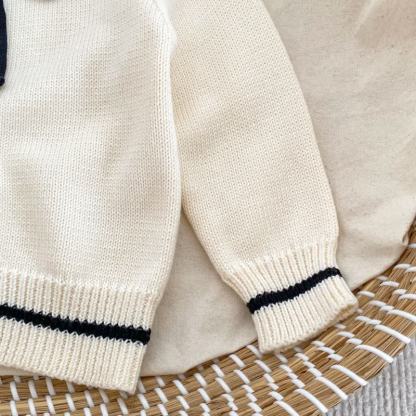 Strickjacke mit Schleife für Baby und Kleinkind / Schwarz Hose/ Gestreifte Hose - image 11