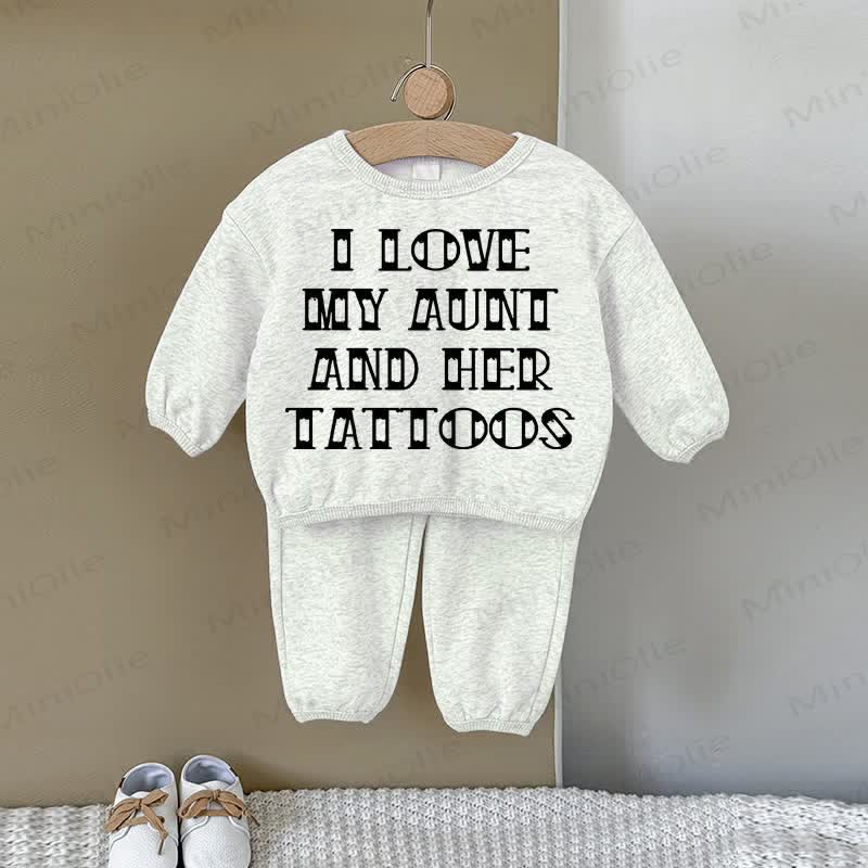 I LOVE MY AUNT AND HER TATTOOS – Baby Sweatshirt Set (2-teilig) - Grau - 2-3J - image 1