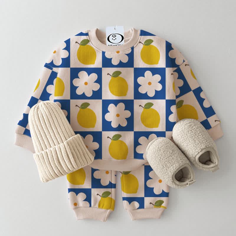 Baby Beige Plaid Lemon Blume 2-teiliges Set - Beige - 2-3J - image 1