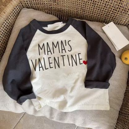 MAMA'S VALENTINE Baby Liebe Dunkelgraues Raglan-T-Shirt - Drak Gray - 2-3J - image 1