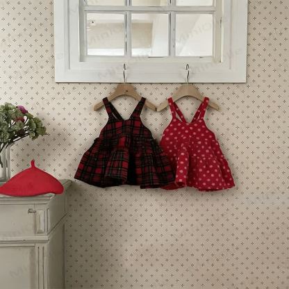 Kleinkind Kleid für Baby , rot Plaid/ Punkt , Kleid für Mädchen - image 1