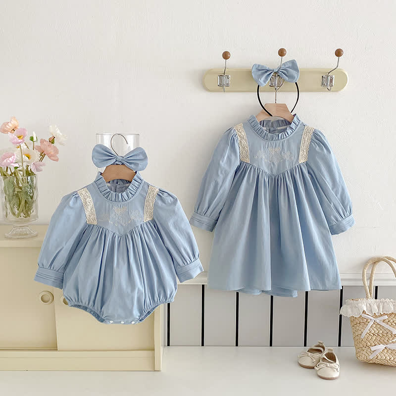 Kleid/ Bodysuit mit Schleife und Lace für Baby und Kleinkind - image 4