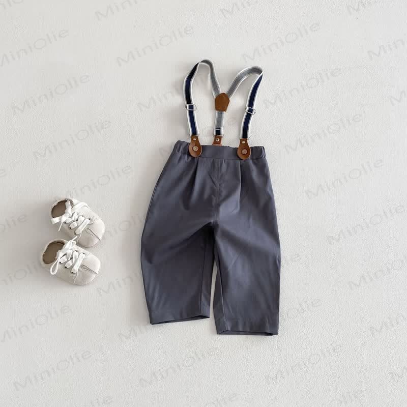 Baby und Kleinkind für Jungen , Einfarbig / Spitze mit Schleife - Grauer Overalls - 3-5J - image 6