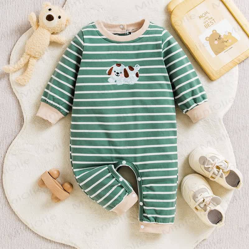 Baby Streifen Welpen- Strampler - Grün - 12-18M - image 1