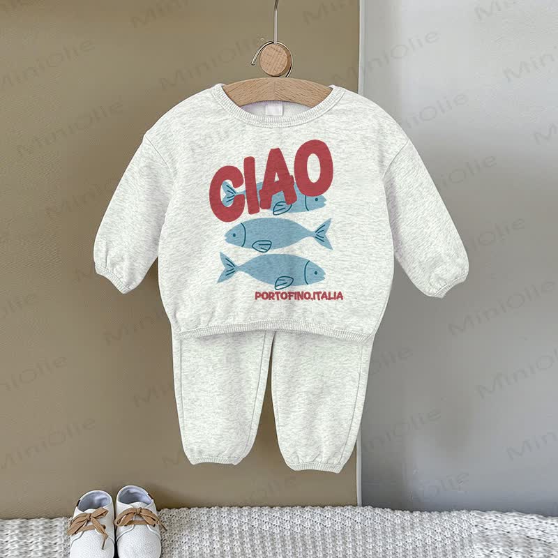 CIAO PORTOFINO ITALIA Baby Fisch Sweatshirt 2-teiliges Set - Grau - 2-3J - image 1