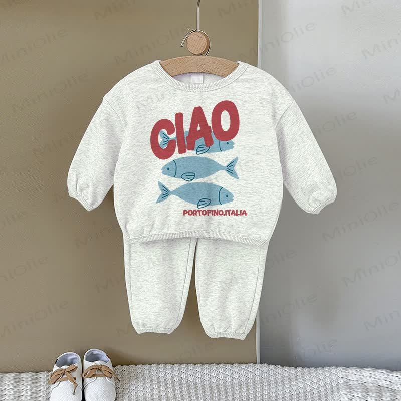 CIAO PORTOFINO ITALIA Baby Fisch Sweatshirt 2-teiliges Set - Grau - 2-3J - image 1