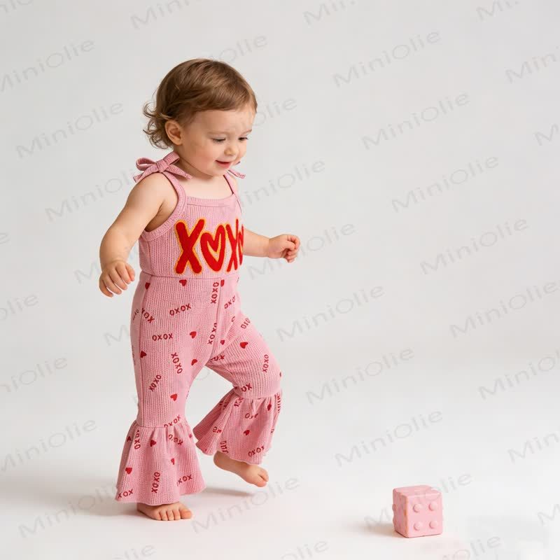 XOXO Baby Girl Schleife Liebe Overalls - image 3
