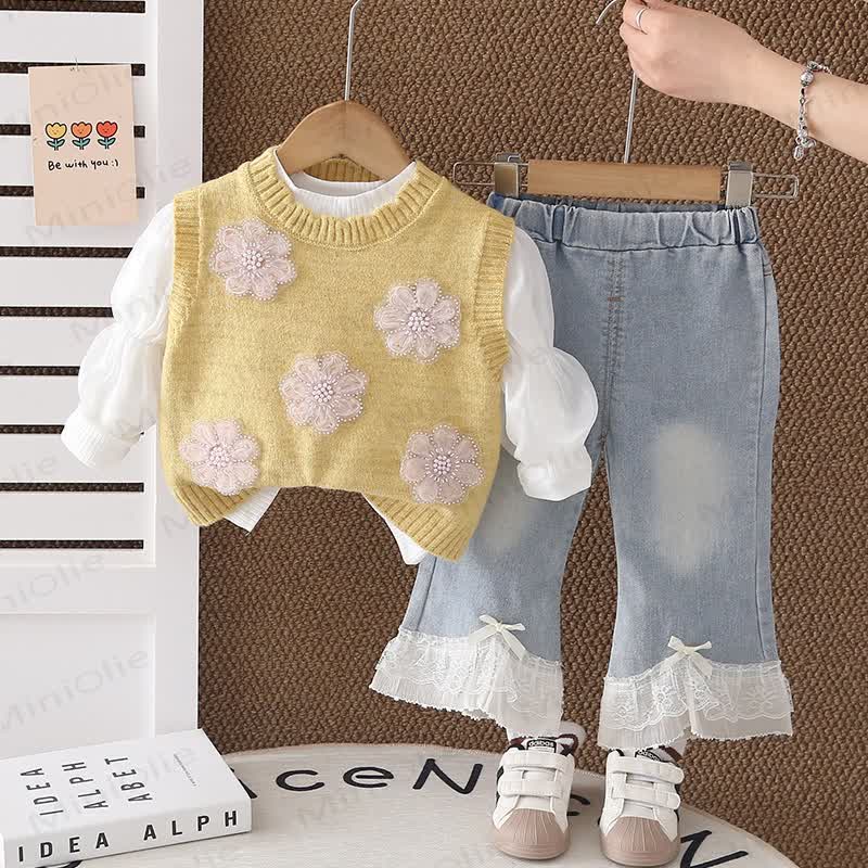 3- Blumen Set für Baby und Kleinkind, Mädchen - Gelb - 5-7J - image 6