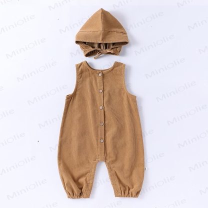 Strampler Baby Strampler in Einfarbig mit passender Hut - Khaki - 18-24M - image 7