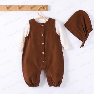 Strampler Baby Strampler in Einfarbig mit passender Hut - image 6