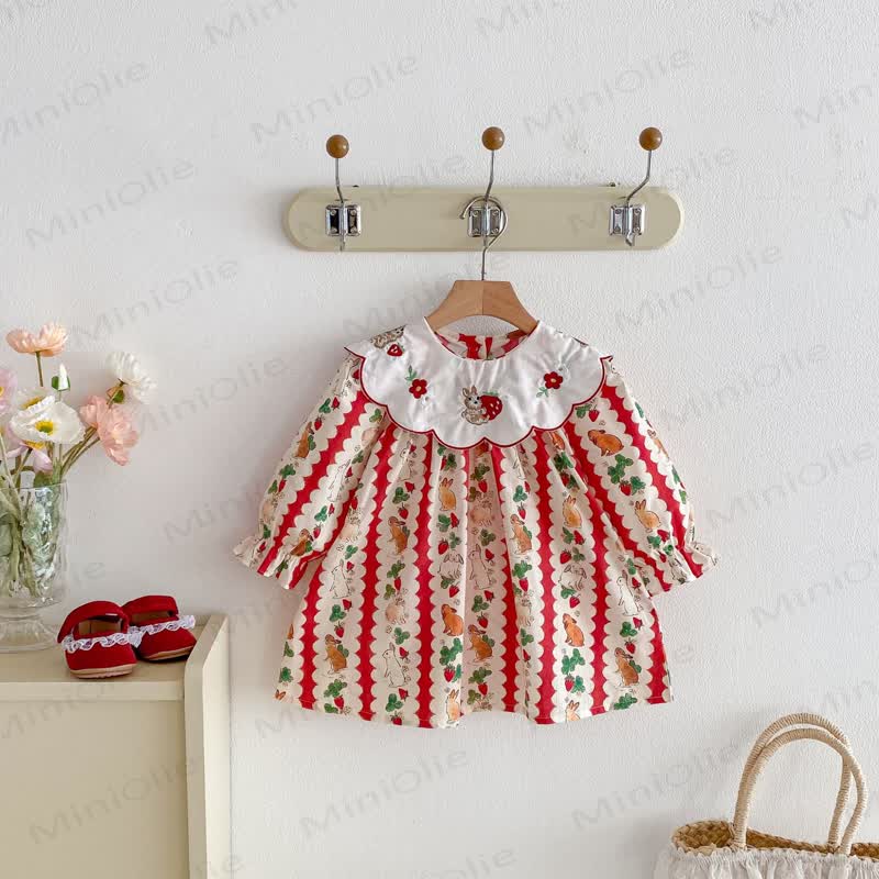 Kleid für Kleinkind Mädchen: Hase, Erdbeere, Blume - Rot - 8Y - image 1