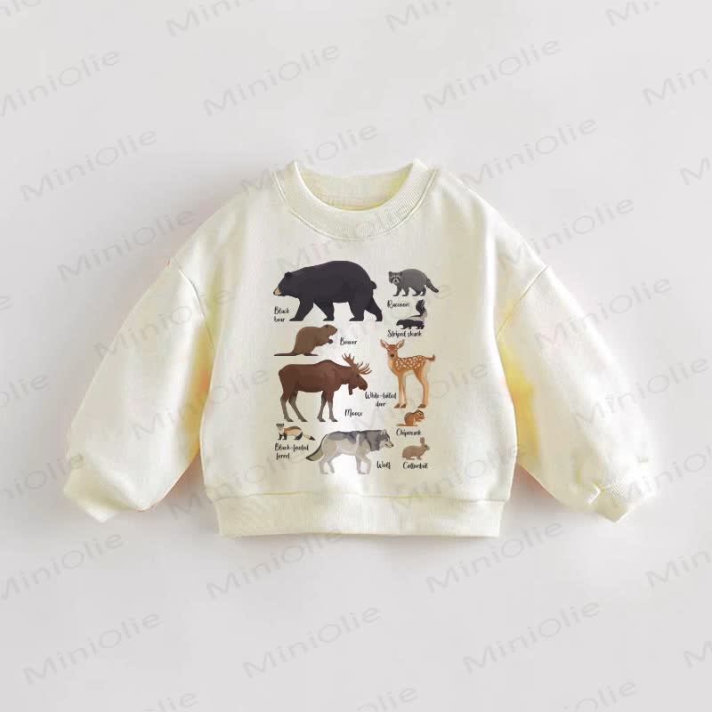 Baby Kleinkind Sweatshirt mit Waldtiermotiv - Creme - 3-5J - image 1